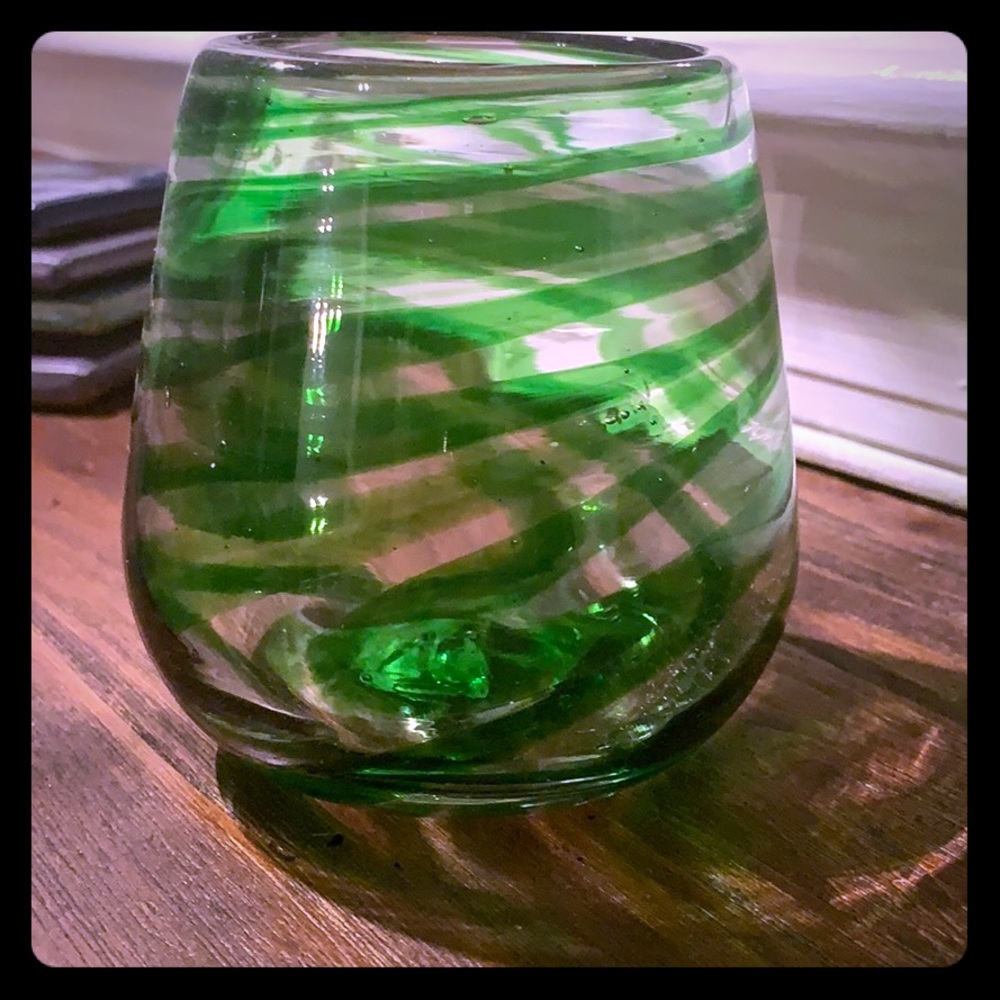 Stemless wine glass - hand blown